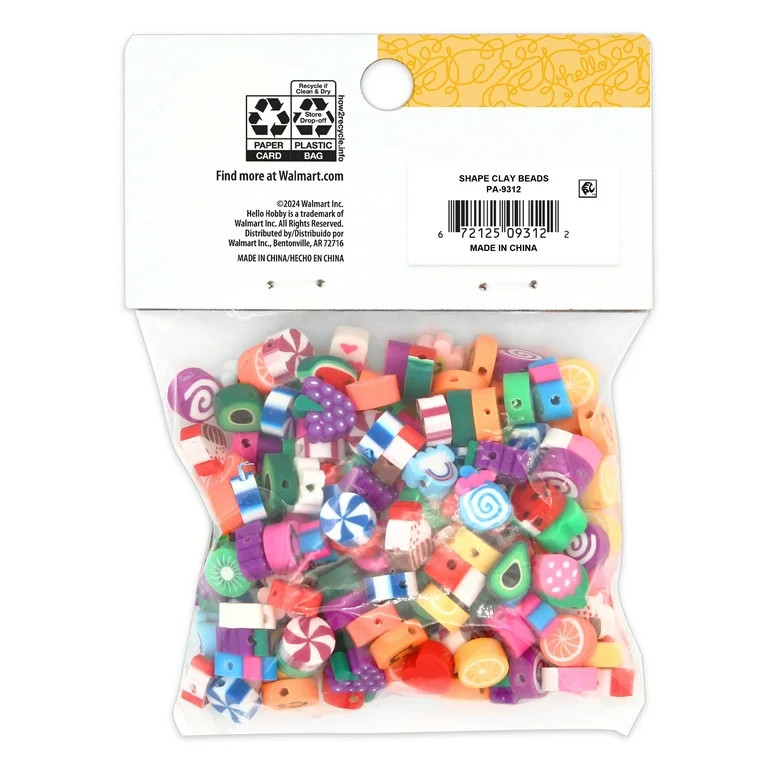 Hello Hobby Shaped Clay Beads for Bracelets & Jewelry Making, 200 Pieces | Walmart (US)