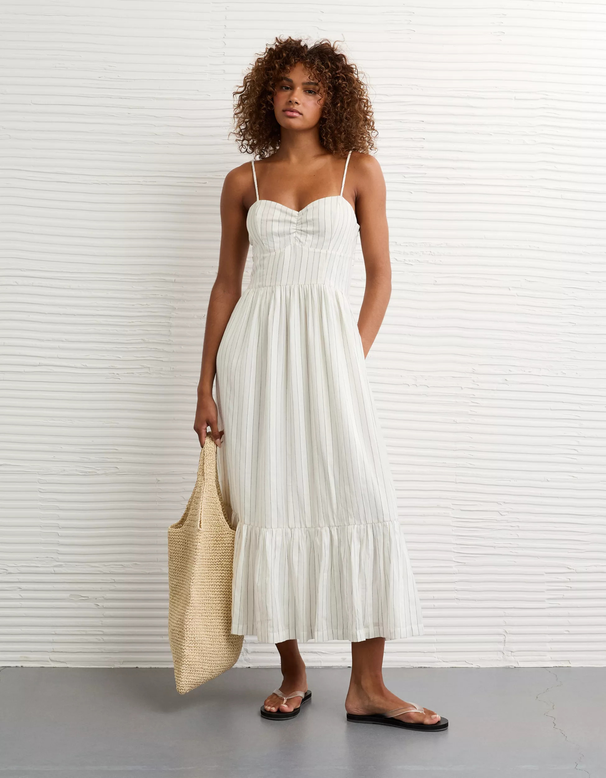 AE Catie Corset Midi Dress | American Eagle Outfitters (US & CA)