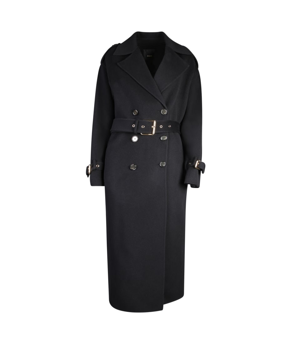 Double-breasted Black Trenchcoat By Pinko | Italist.com US