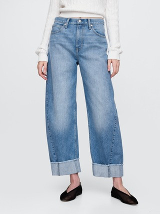 High Rise Cuffed Barrel Jeans | Gap (US)