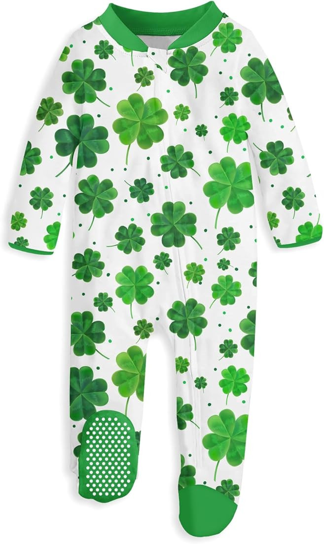 uideazone Baby Girls Footed Pajamas Zip-Front One-Piece Sleeper Non-Slip Footie Cute Pattern Jump... | Amazon (US)