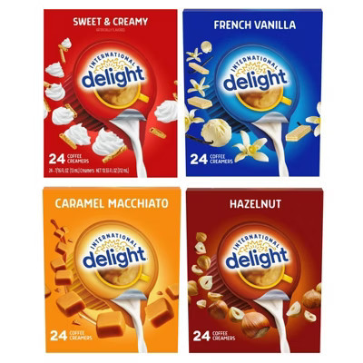 Internation Delight Coffee Creamer Singles Variety Pack, 24 count per box (Camamel Macchiato, French Vanilla, Sweet & Creamy & Hazelnut) | Target