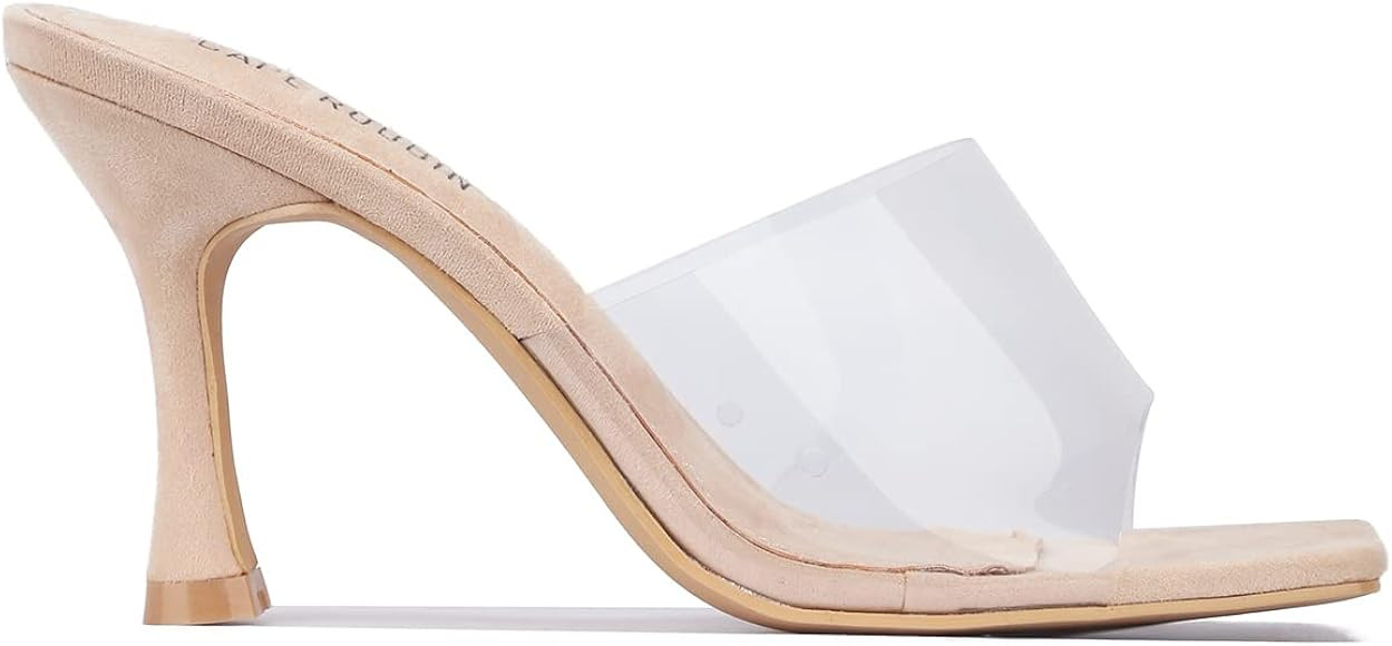 Cape Robbin Veja Clear Sexy High Heels for Women, Transparent Open Toe Shoes Heels for Women | Amazon (US)