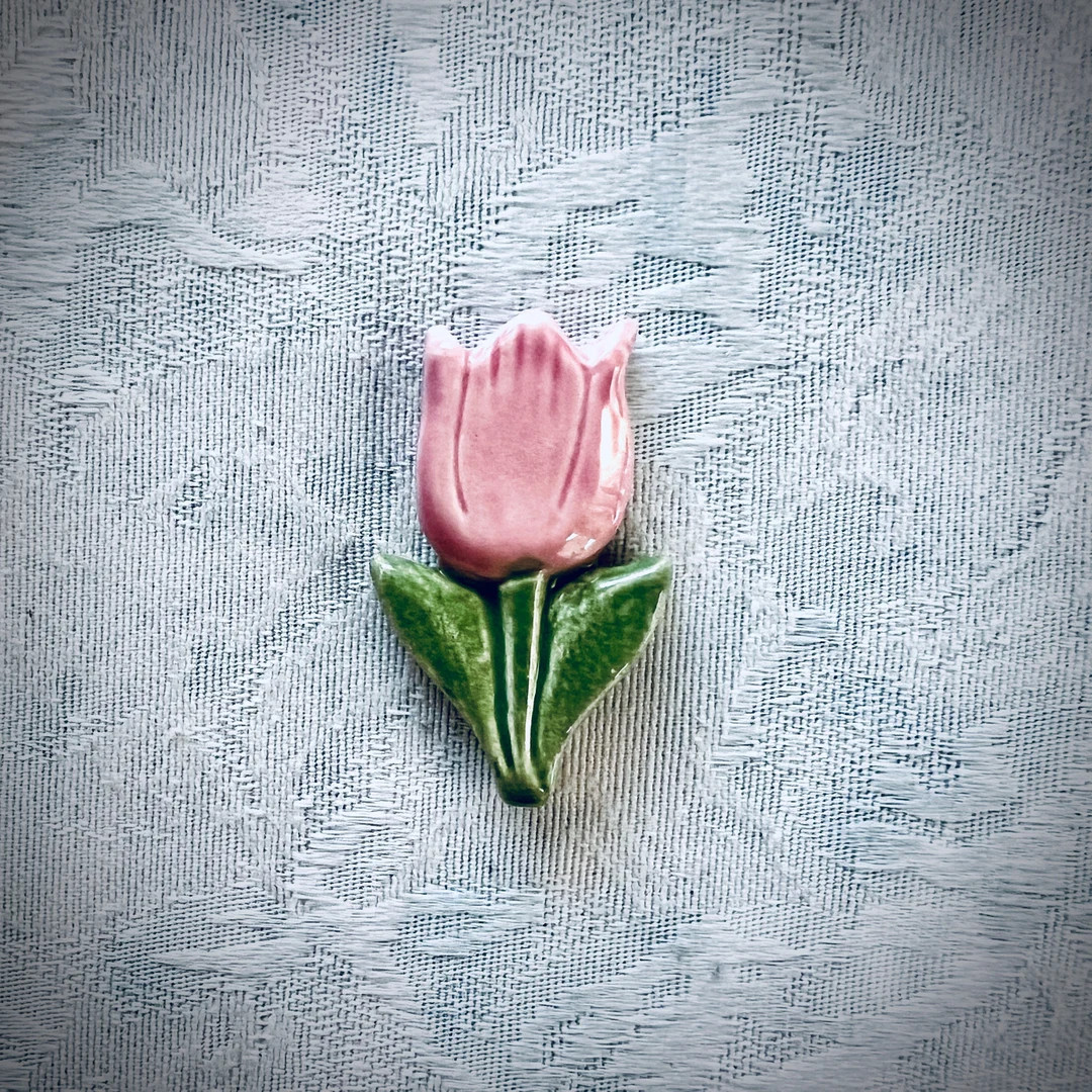 Pink Ceramic Tulip, Hand Painted Art Tile, Garden Mosaic Supply | Etsy (US)