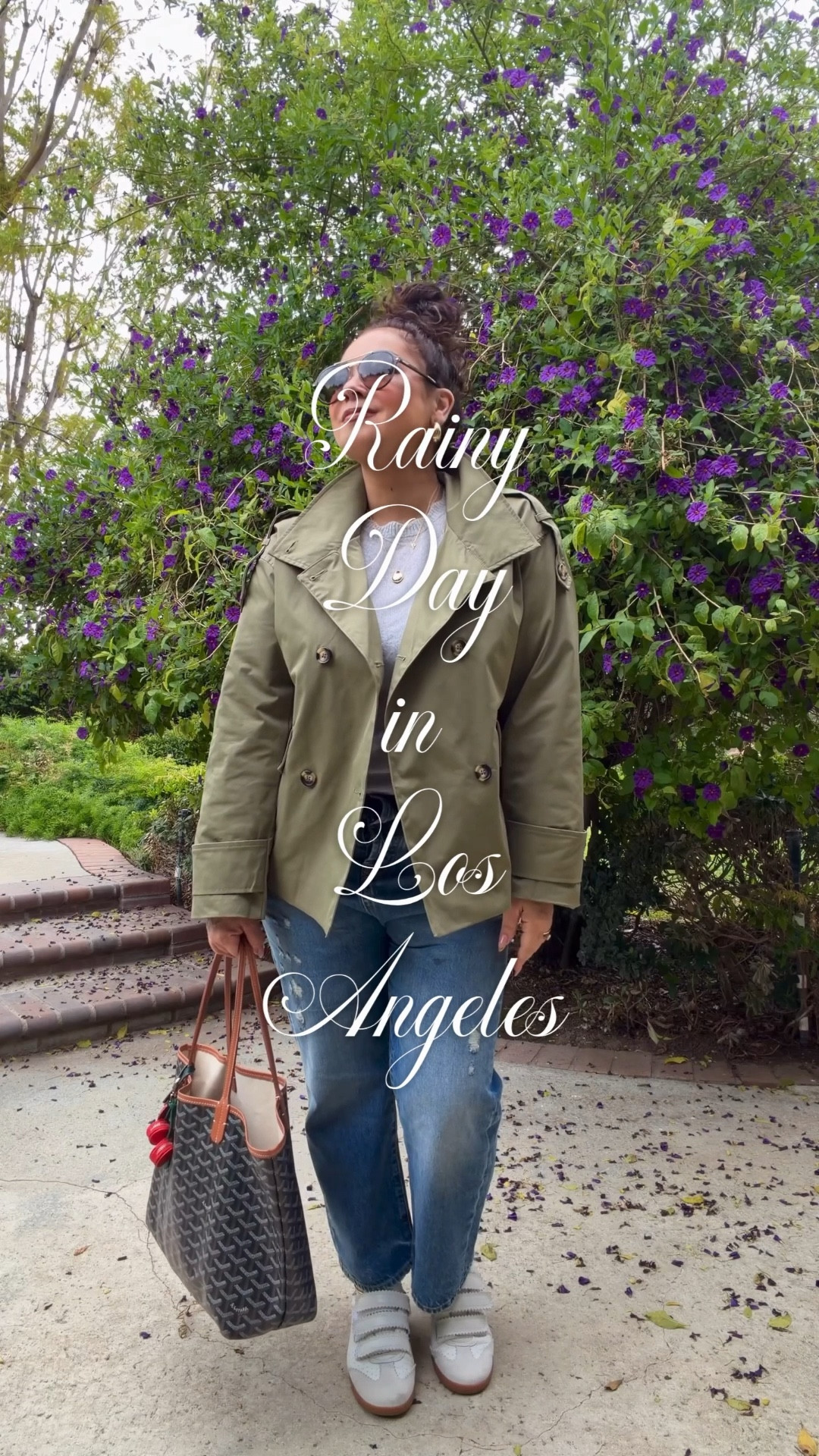 Rainy Day fit! My favorite cashmere sweater from @Trovata, a great trench coat and my trusty @R13 jeans. Ready to conquer the rain in LA 🤍 

#LTKootd #LTKdayinmylife #LTKOver40