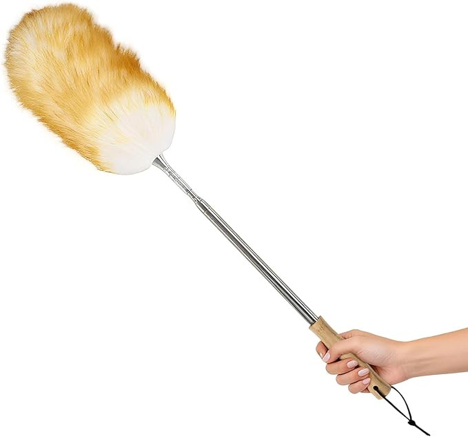Extendable Lambswool Feather Duster 31-88 Inch, Anti-Static Wool Duster for Cleaning with Stainle... | Amazon (US)