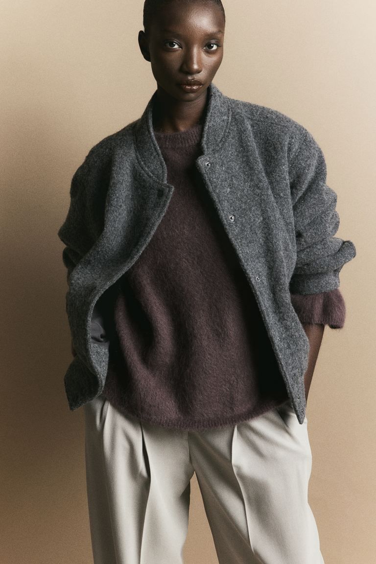 Oversized mohair-blend jumper - Dark brown - Ladies | H&M GB | H&M (UK, MY, IN, SG, PH, TW, HK)