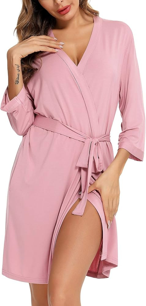 Maternity Robe 3 in 1 Labor Delivery Nursing Gown Hospital Breastfeeding Dress Bathrobes Dusty Ro... | Amazon (US)
