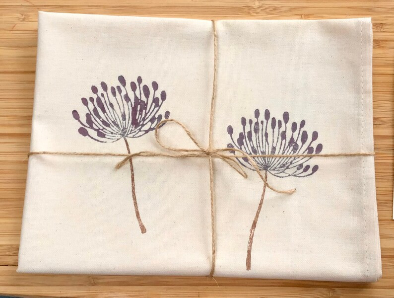 Wild Seed Head Organic Cotton Tea Towel/ Hand Printed/ - Etsy UK | Etsy (UK)