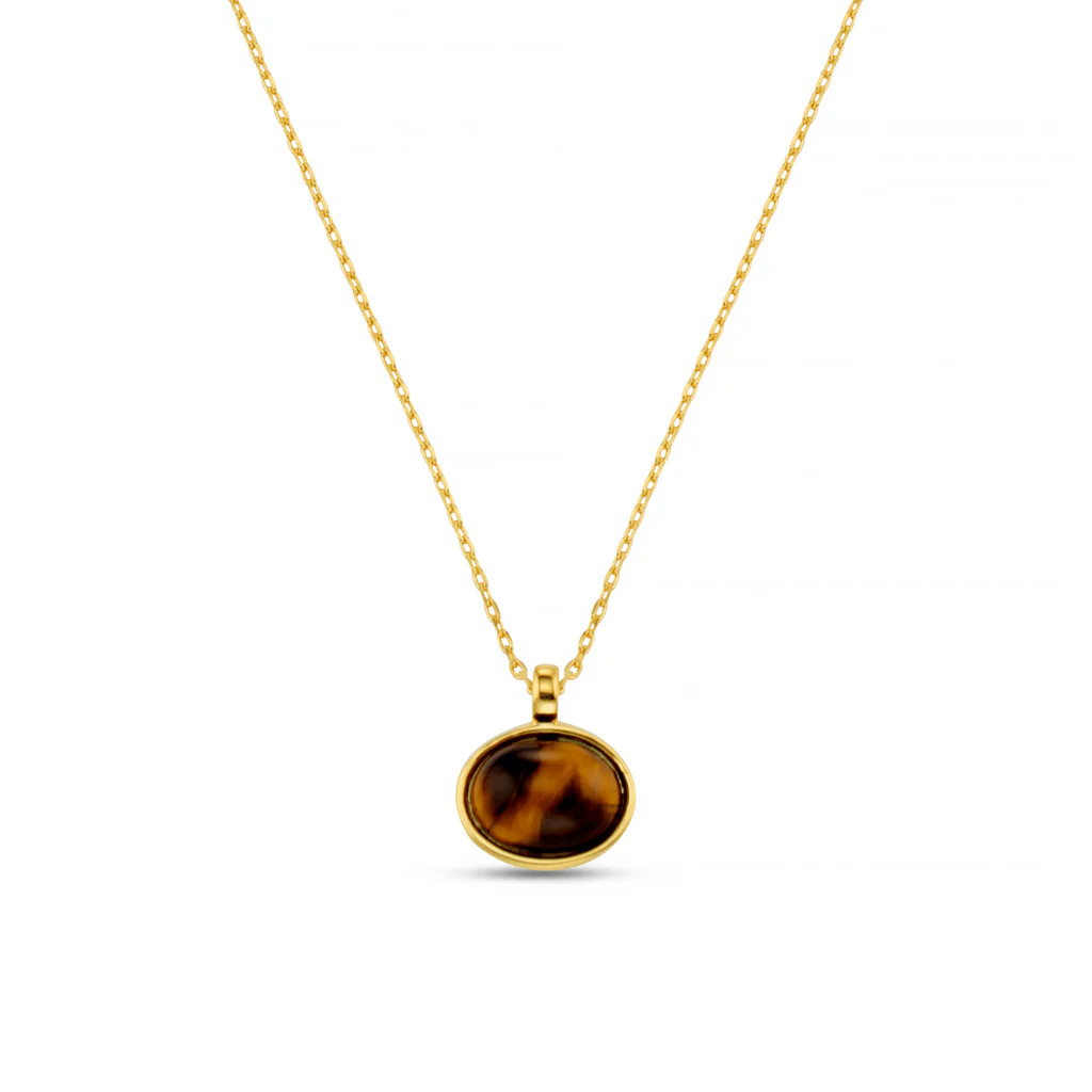 Semi-Precious Tiger's Eye Pendant Necklace | Orelia