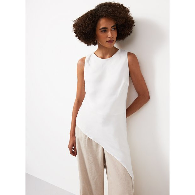 Buy White Satin Asymmetric Hem Co-ord Top 22 | Tops | Argos | argos.co.uk