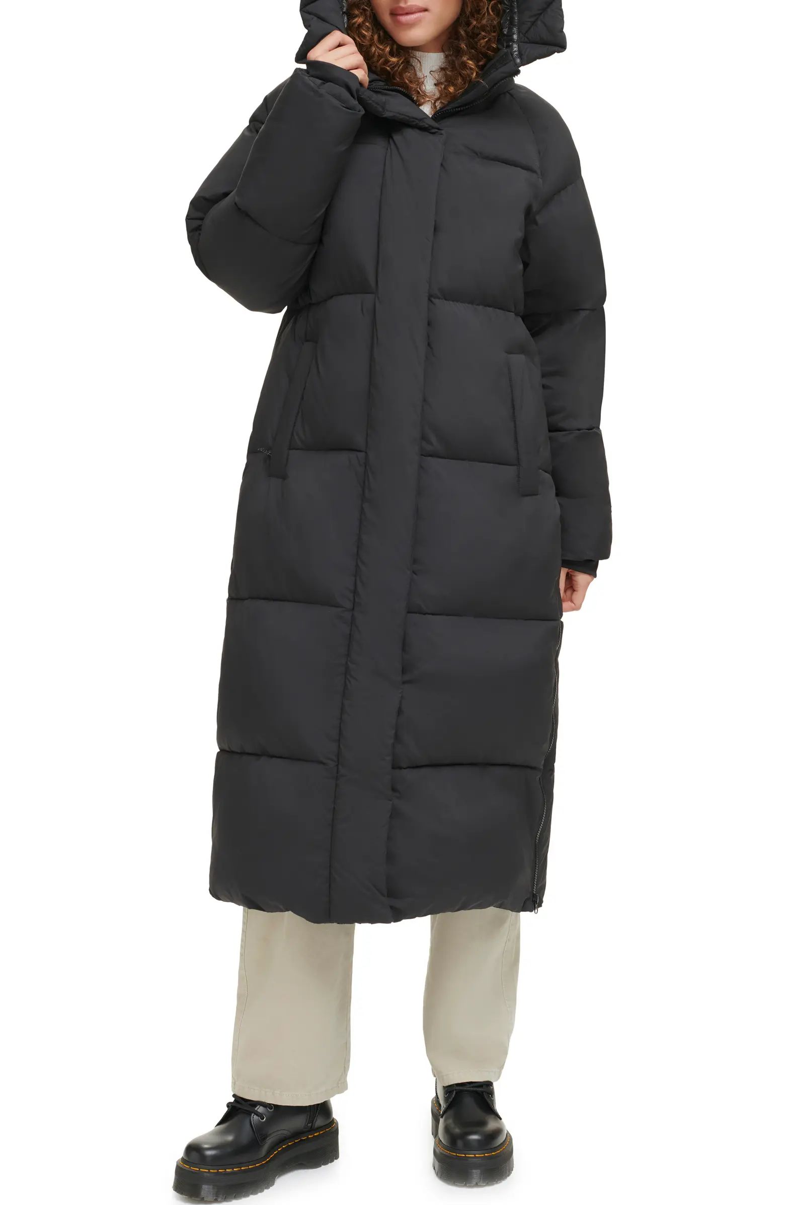 Side Zip Hooded Maxi Puffer Jacket | Nordstrom