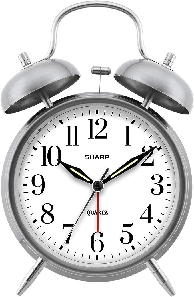 Amazon.com: Sharp Twin Bell Alarm Clock - Loud Alarm - Great for Heavy Sleepers - Battery Operate... | Amazon (US)