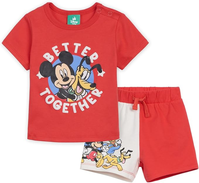 Disney Baby T-Shirt and French Terry Shorts Outfit Set Newborn to Infant Sizes (Newborn - 24 Mont... | Amazon (US)