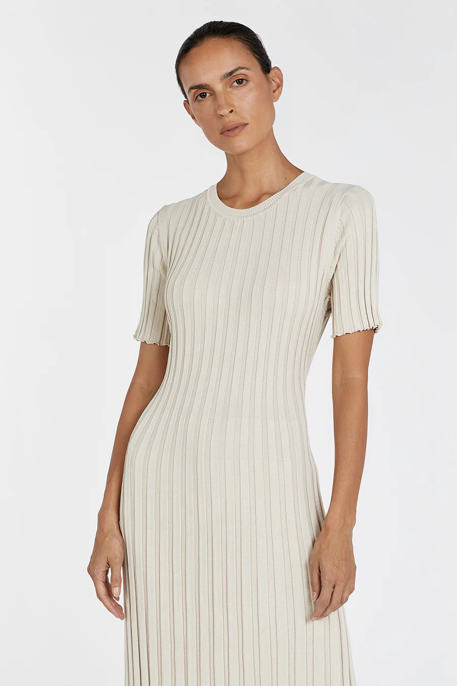 ADA STONE SHORT SLEEVE MIDI DRESS | DISSH