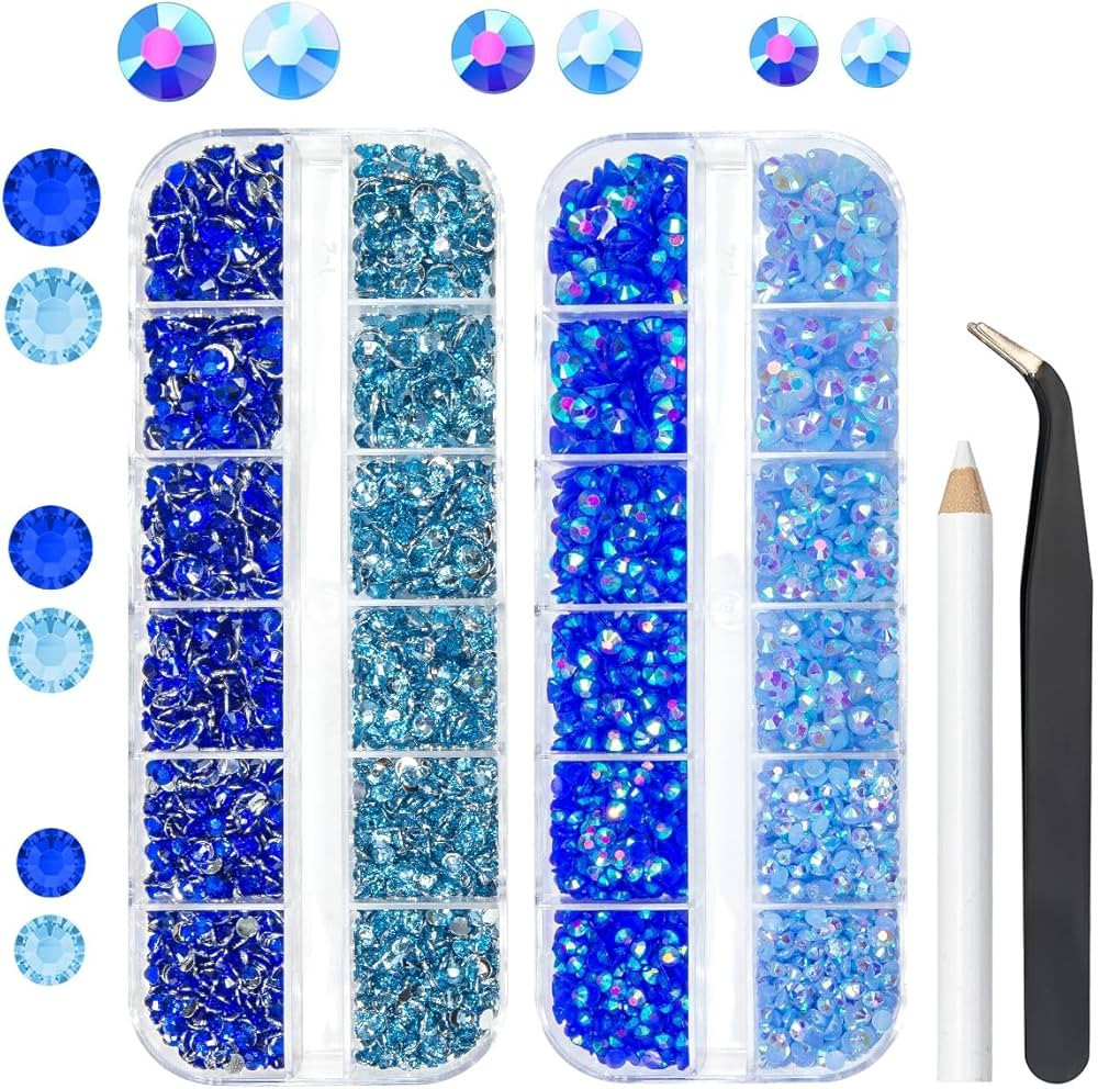 Blue Resin Rhinestones Bulk for Crafting 3mm 4mm 5mm Flatback Crystal Stones Non-Hotfix Light Blu... | Amazon (US)