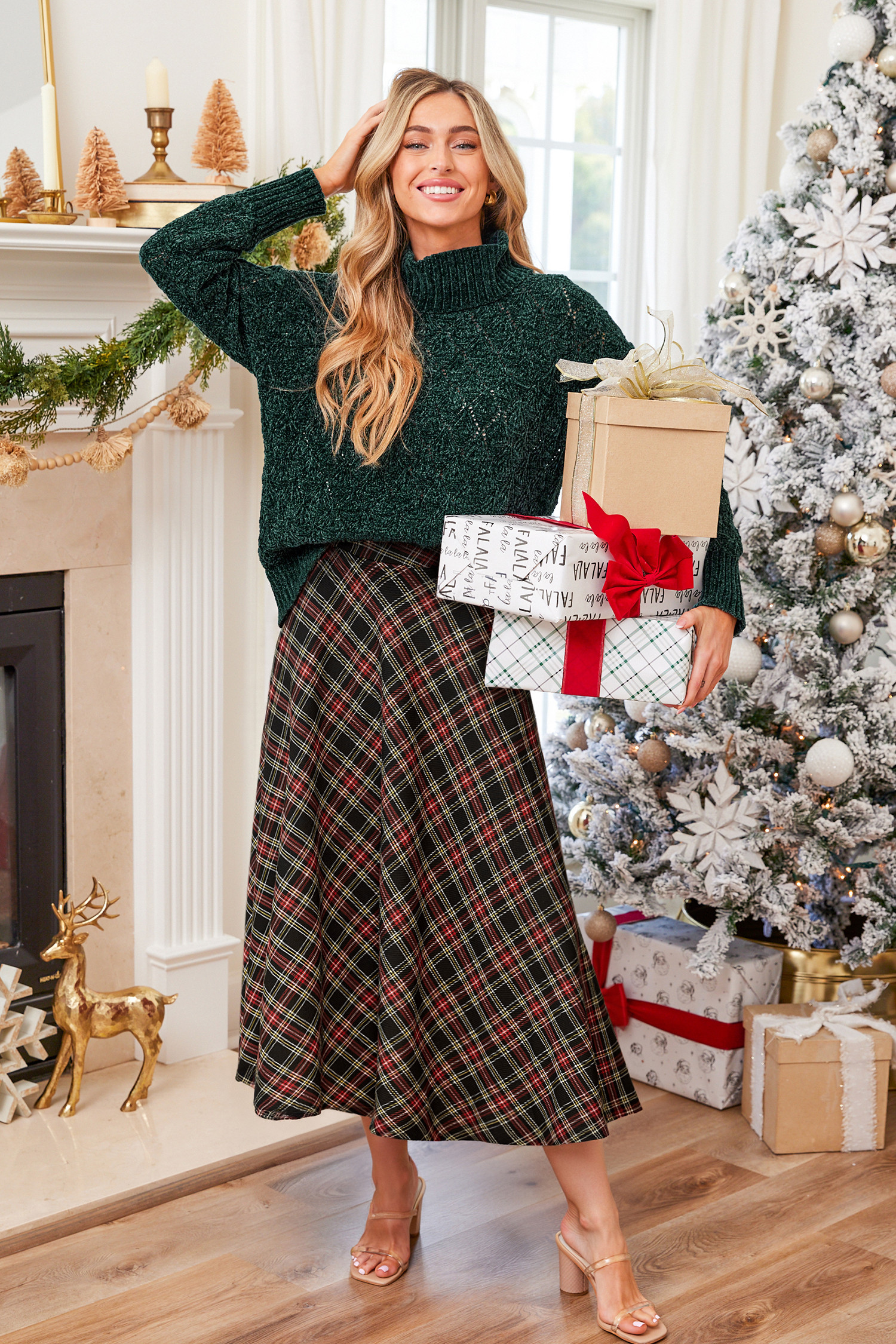Retro Cheer Plaid Midi Skirt - S | Cupshe US