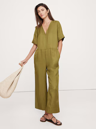Viscose-Linen Wide-Leg Jumpsuit | Banana Republic (US)