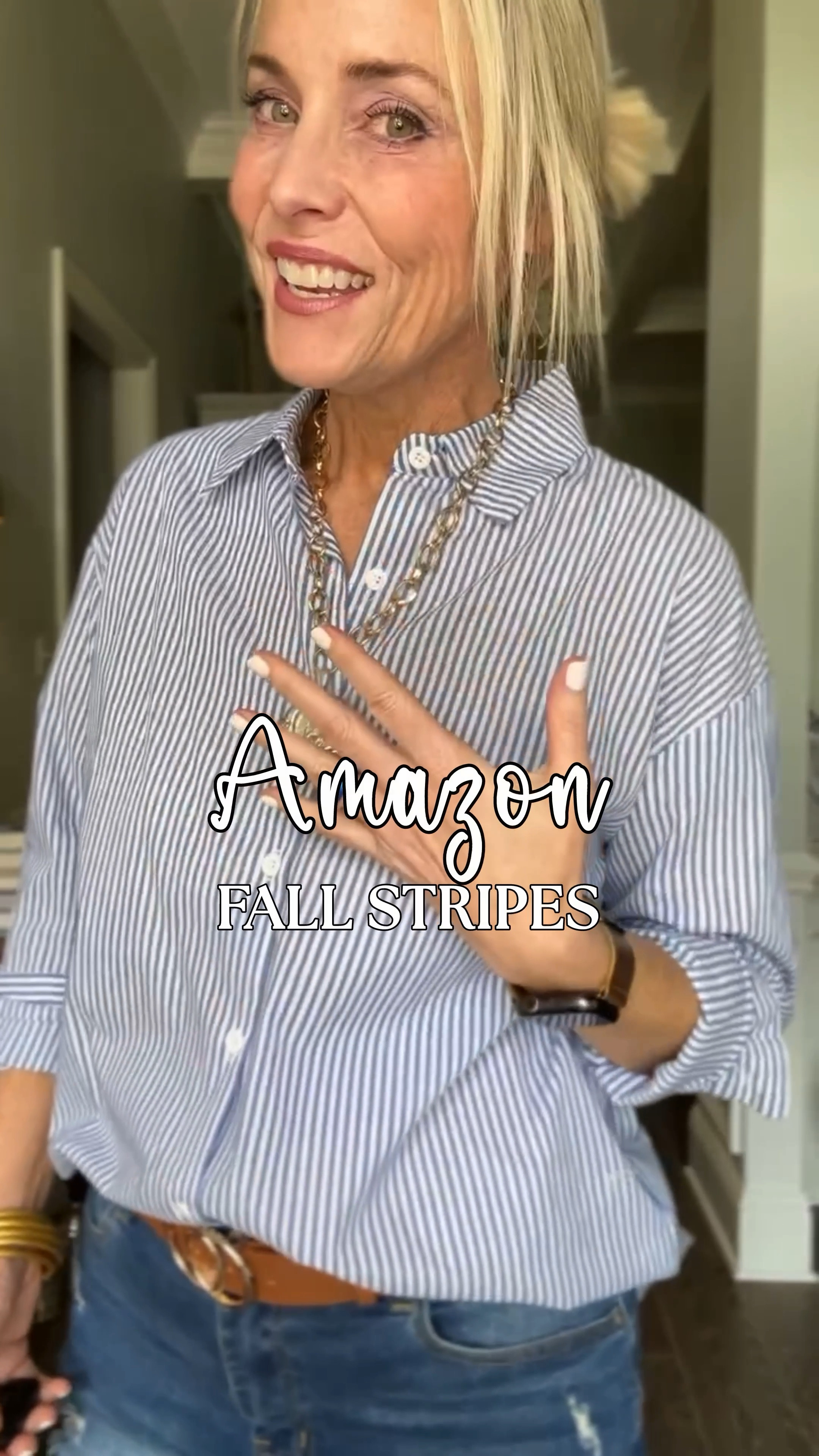 You can never go wrong with a classic blue and white striped button down. It's always in style and always chic. Dress it up or down, it is a closet workhorse that you'll be glad to have in rotation.

And this one from Amazon is ideal. It's soft yet still crisp. The perfect combination. If blue isn't your thing, you're in luck because this comes in 11 colored stripes and is sized S-XXL.

And of course no outfit of mine would be complete without Jennifer Ponson Designs.

Comment below for info, and I'll send you a message. IG will only allow you to receive the message if you follow me.

If you don't see a link or are having trouble opening it, just click on the links in my bio to my Amazon Storefront or my LTK shop. Everything but the Jennifer Ponson jewelry is linked there.

Link and discount code for Jennifer Ponson Designs jewelry (to die for) can't be linked in my LTK shop, so comment the word JEWELRY, and I'll manually send you a separate link for that. For reference, I'm wearing the 21" necklace of the Italian Treasures Coin Collection. Use code LAUREN10 for 10% off and FREESHIP for free shipping in the US. She ships outside the US for a fee.

*earns commission
over 50 | vsg journey | cancer survivor



#LTKStyleTip #LTKFindsUnder50 #LTKOver40