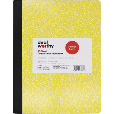 Composition Book College Ruled Yellow - Dealworthy™ | Target