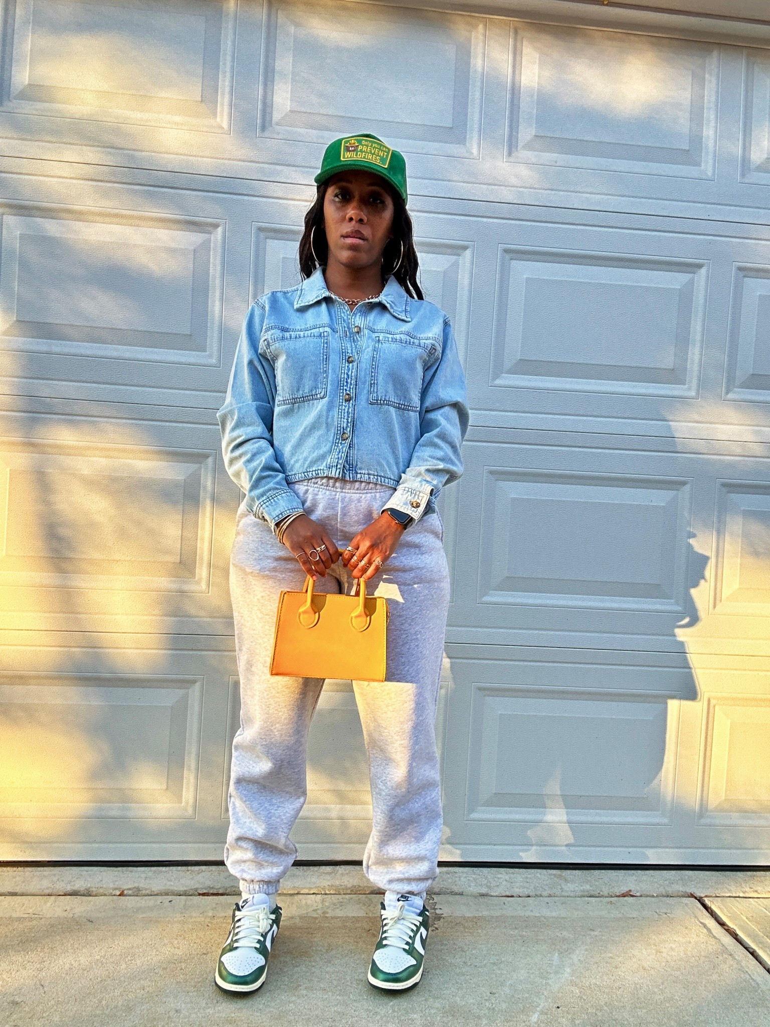 Looking for an easy everyday outfit idea with Nike dunk low vintage green sneakers. This comfy cute look is so simple to recreate with pieces you already own. I styled my dunks with grey joggers, a light denim shirt, a green trucker hat, and a small pop of color with a mini bag. This is the perfect casual outfit for errands, brunch, coffee runs, and everyday wear. If you love simple affordable fashion and sneakers you will love this outfit idea. Save this for your next Nike dunk outfit inspo.

#LTKFindsUnder100 #LTKFindsUnder50 #LTKootd