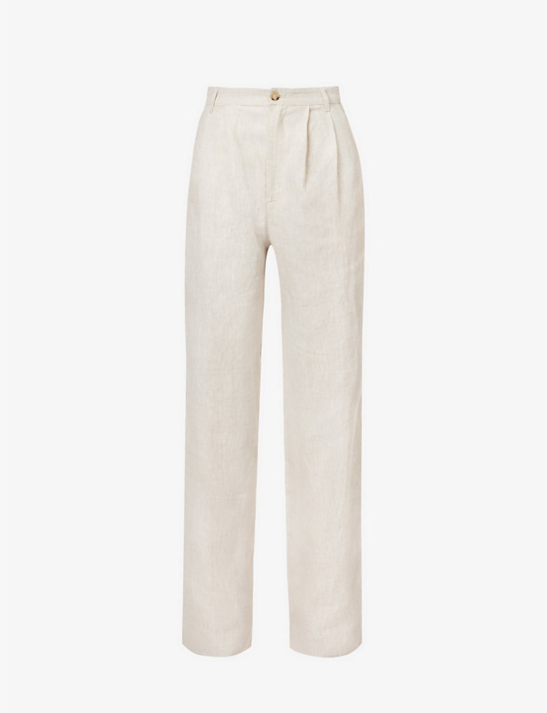 Mason straight-leg high-rise linen trousers | Selfridges