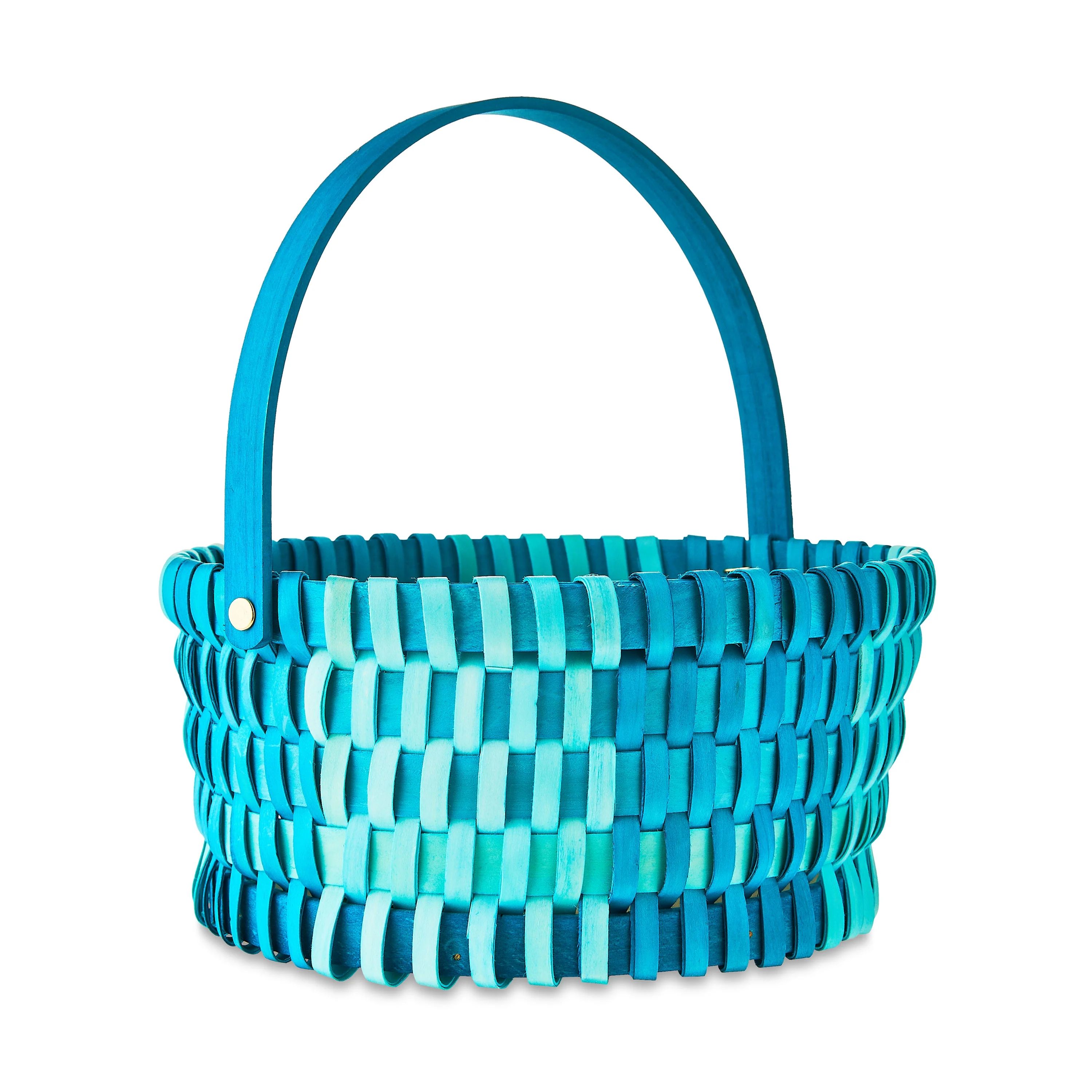 Easter Round Blue Woodchip Basket with Handle, 5 in, Way To Celebrate | Walmart (US)