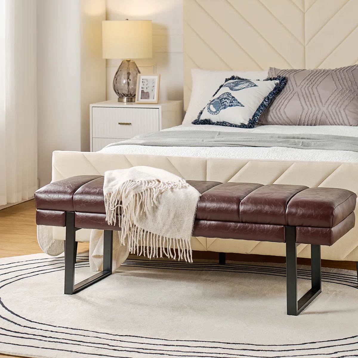 Anahli 52.5'' Wide Channel Tufted Design Vegan Leather Bench | Wayfair North America