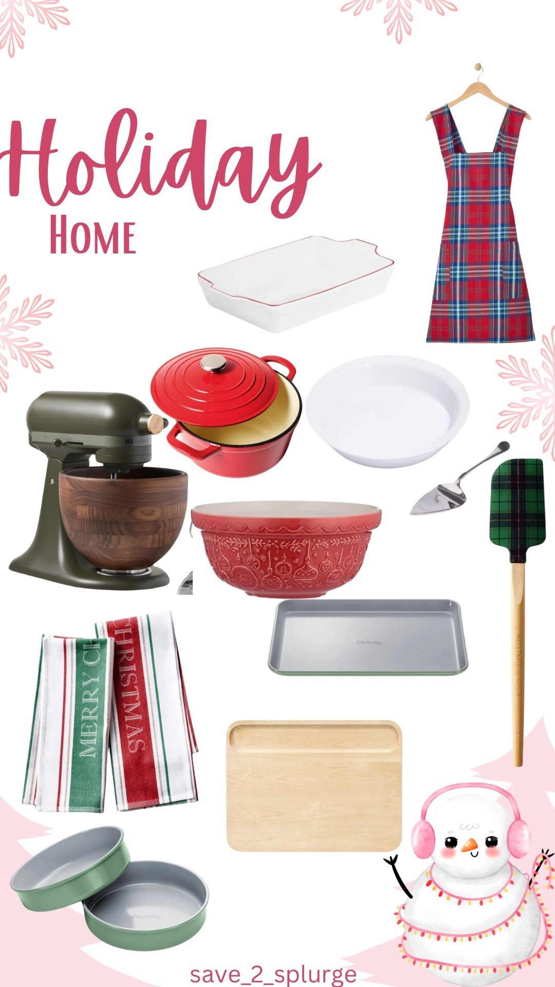 Holiday Cooking & Baking

Sur la table
Deck the Halls Red Mixing Bowl, 5 qt. Red Dutch Oven, Plaid Apron

Williams Sonoma
KitchenAid Evergreen Mixer, Tea Towels, Tartan Spatula

Caraway 
Baking Sheet, Cutting Board, Circle Pans

Made In
Pie Serving Set & Rectangular Baking Dish

#LTKSeasonal #LTKHoliday #LTKfoodie