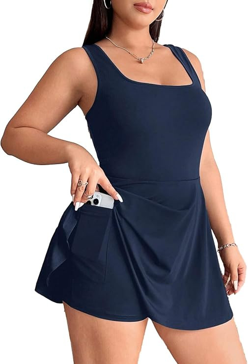 Women's Play Dress, Short Sleeve Mini Skirt with Pockets, Black, Size XL | Amazon (US)