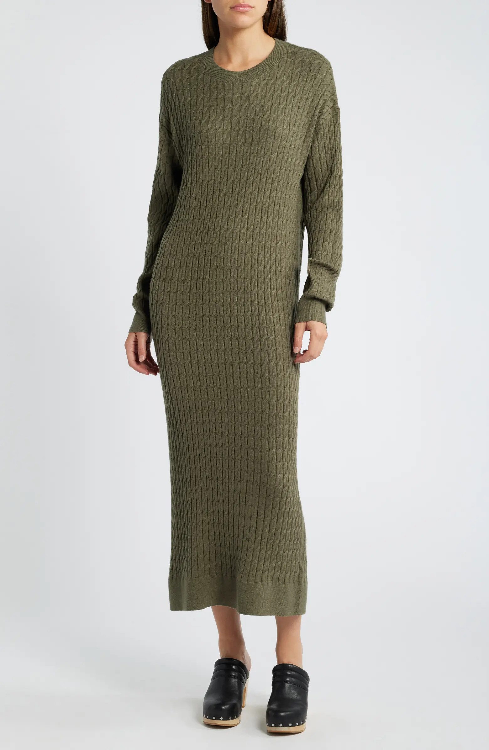 Cable Stitch Long Sleeve Midi Sweater Dress | Nordstrom