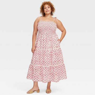 Women's Floral Tie-Shoulder Tiered Maxi A-Line Dress Red - Roller Rabbit x Target XXL | Target