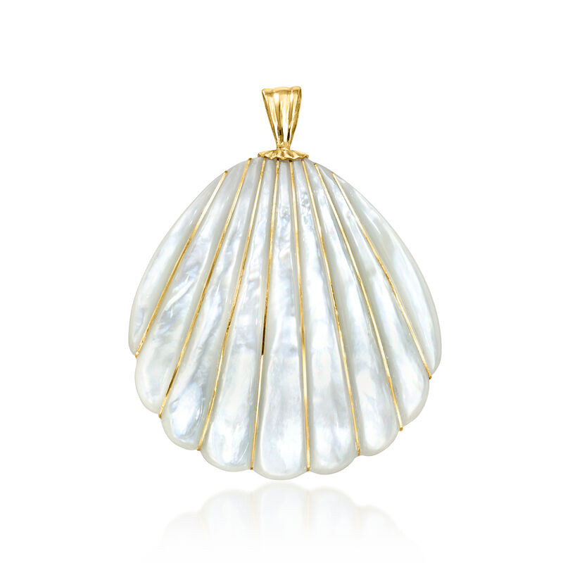 Mother-of-Pearl Seashell Pendant with 4-4.5mm Cultured Pearls in 14kt Yellow Gold | Ross-Simons
