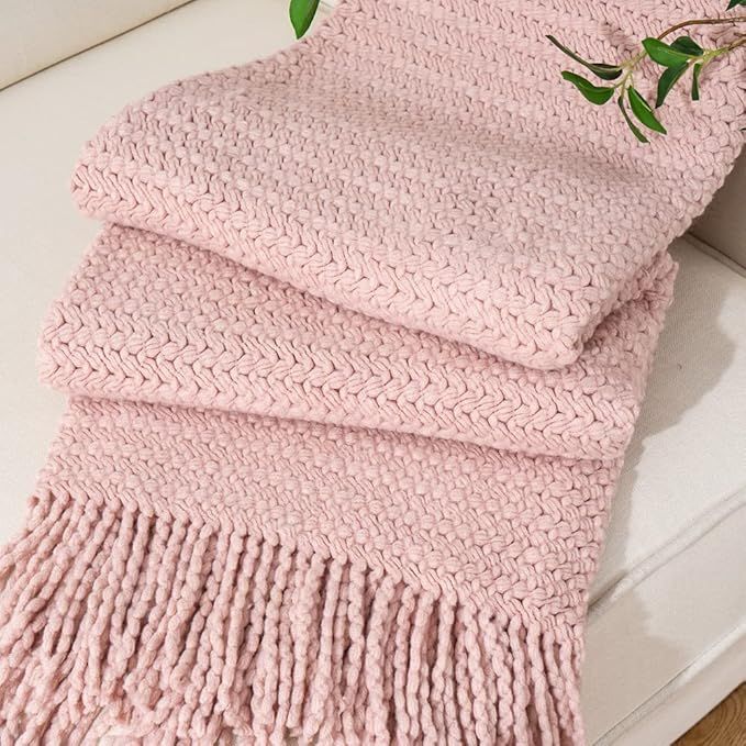 BATTILO HOME Pink Throw Blanket for Sofa Couch Office Living Room Home Decor Textured Soft Cozy K... | Amazon (CA)