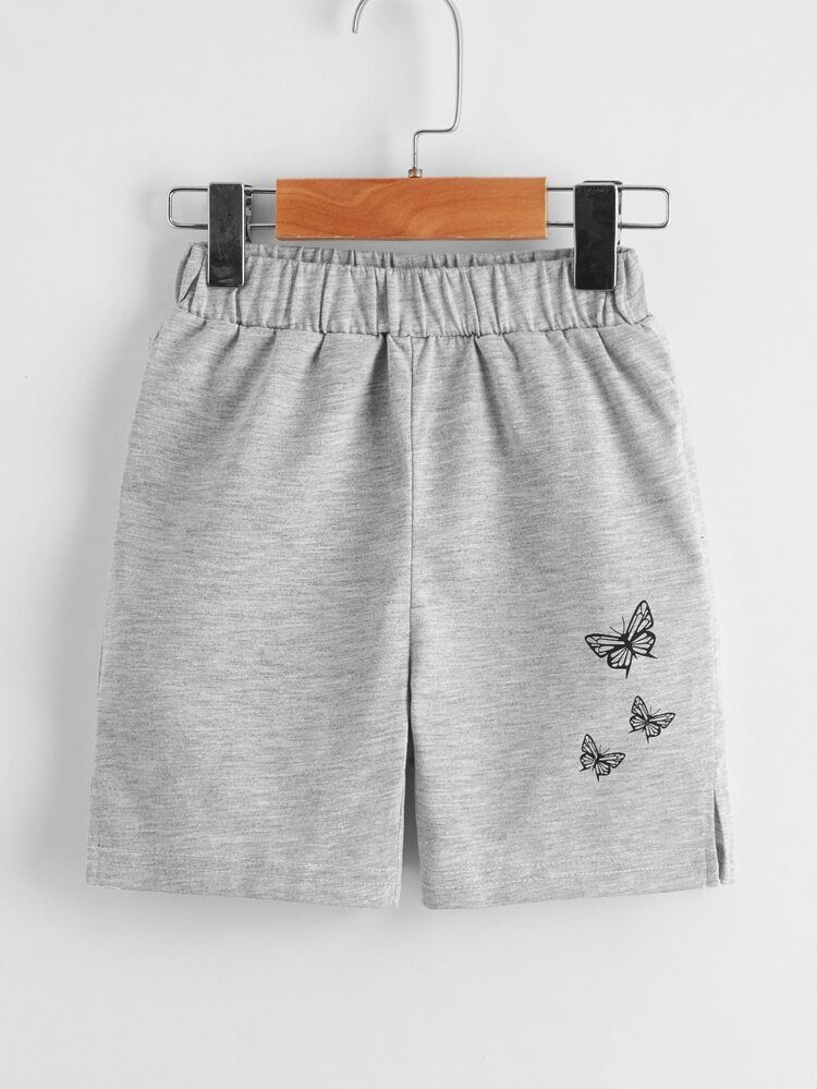 Toddler Boys Butterfly Print Split Hem Shorts | SHEIN