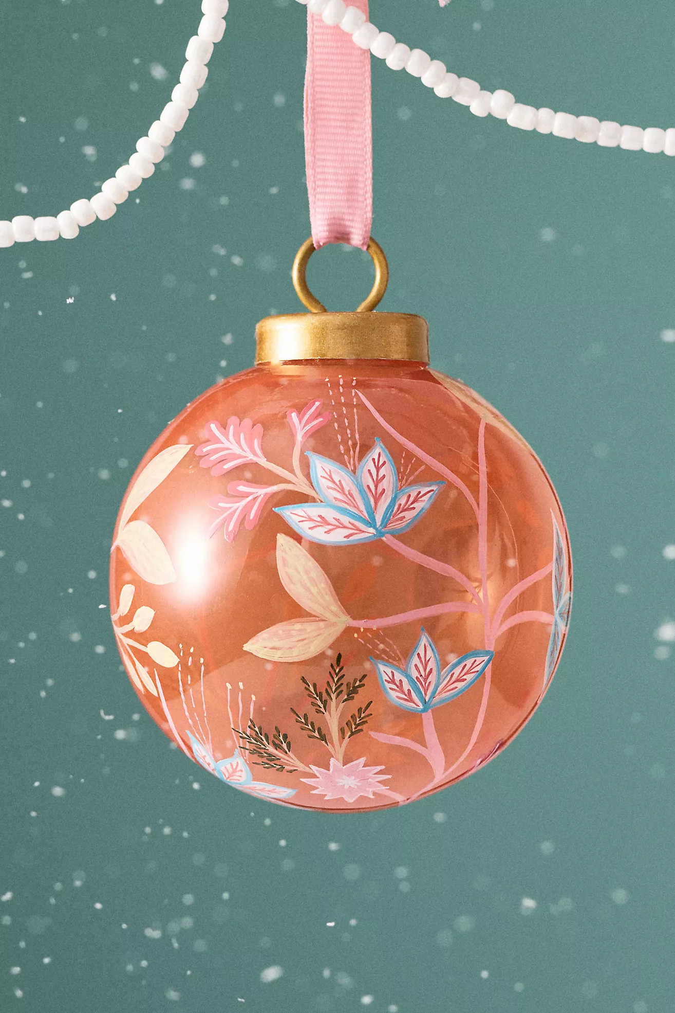Handpainted Floral Glass Ornament | Anthropologie (US)
