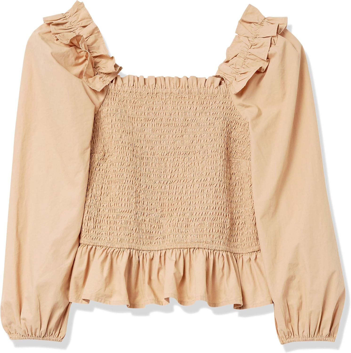 The Drop Women's Marisol Long Sleeve Ruffle Smocked Cropped Top | Amazon (US)