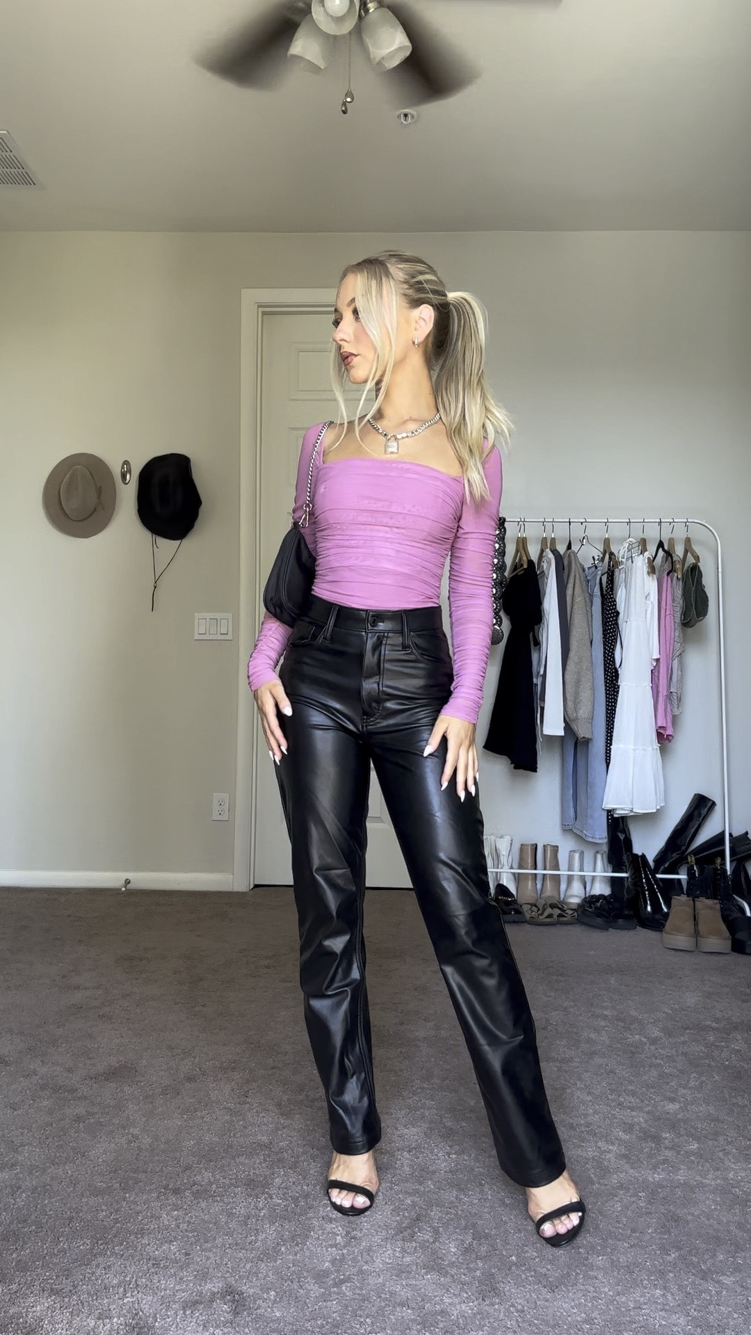 use code “ILEEN” for 20% off Princess Polly items
-wearing a size 2 bodysuit 
-wearing a size 24 leather pants 
-heels true to size