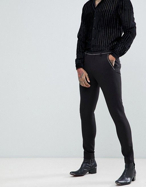 ASOS DESIGN super skinny suit pants in black with stud detail | ASOS US