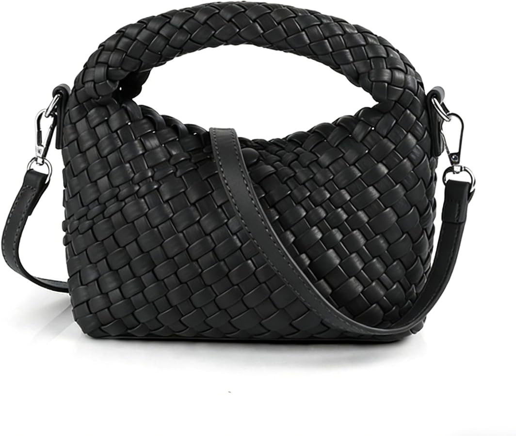 Woven Crossbody Bag Small Tote Cute Purse for Women,Top Handle Handbag Pu Leather Shoulderbag wit... | Amazon (US)