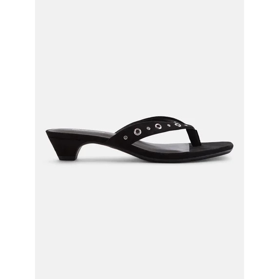 No Boundaries Women's Cone Heel Thong Sandals | Walmart (US)