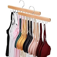 2 Pack Bra Hanger for Closet Organizer, Premium Wooden Tank Top Hangers with 36 Foldable Hooks, 3... | Amazon (US)