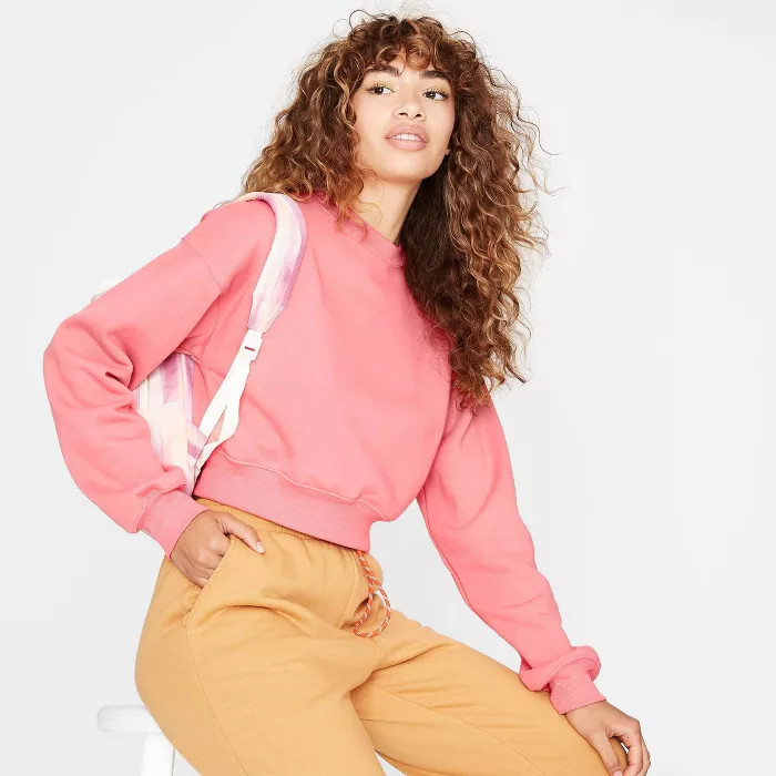 Women's Cropped Sweatshirt - Wild Fable™ Pink XS | Target