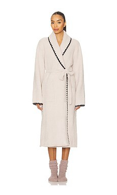 Barefoot Dreams CozyChic Blanket Stitch Robe in Stone from Revolve.com | Revolve Clothing (Global)