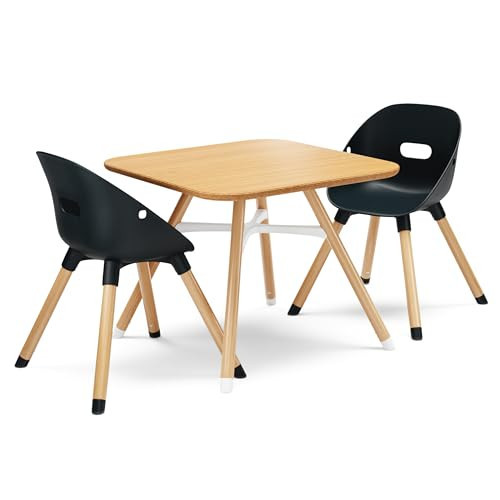 Lalo The Play Kit - Kids Table & Chairs Set with Sustainably Sourced Wood Table & 2 Non-Toxic Bucket Seat Chairs - Safe & Comfortable - Natural/Licorice | Amazon (US)
