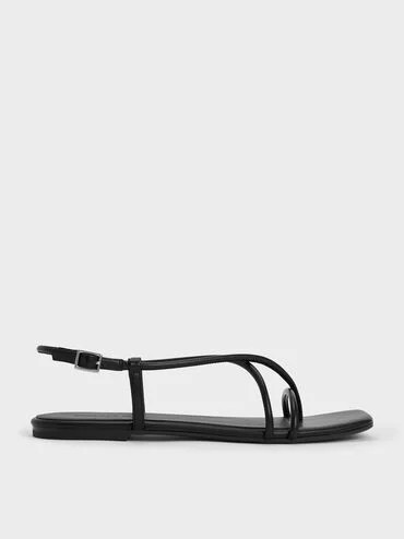 Strappy Crossover Slingback Sandals
    
         - Black | Charles & Keith AU