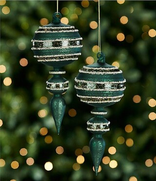 Southern Living Evergreen Collection Green Beaded Glass Finial Ornament, Set of 2 | Dillard's | Dillard's