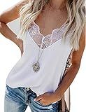 Summer Chiffon Tank Tops for Womens Lace Cami V Neck Spaghetti Strap Sexy Camis Sleeveless T-Shirt W | Amazon (US)