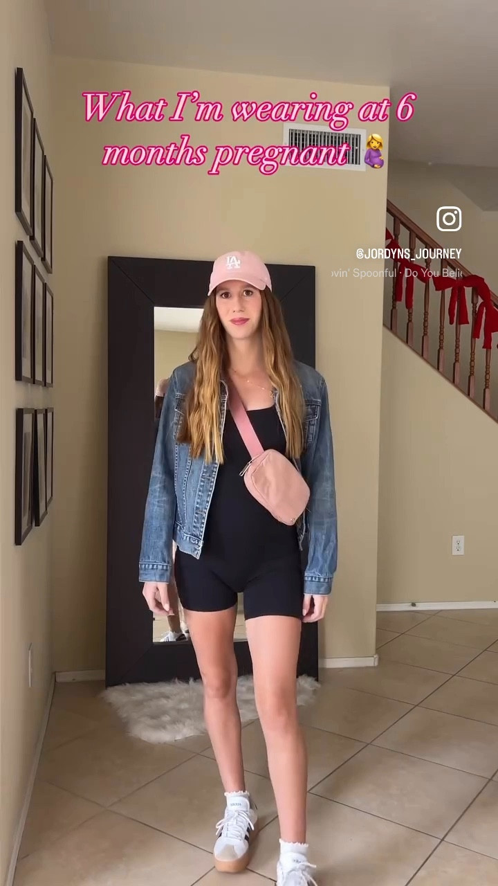 What to wear at 6 months pregnant, would be super cute for a baseball game outfit idea or travel outfit for summer 
.
Pregnancy style, maternity style 

#LTKFindsUnder100 #LTKBump