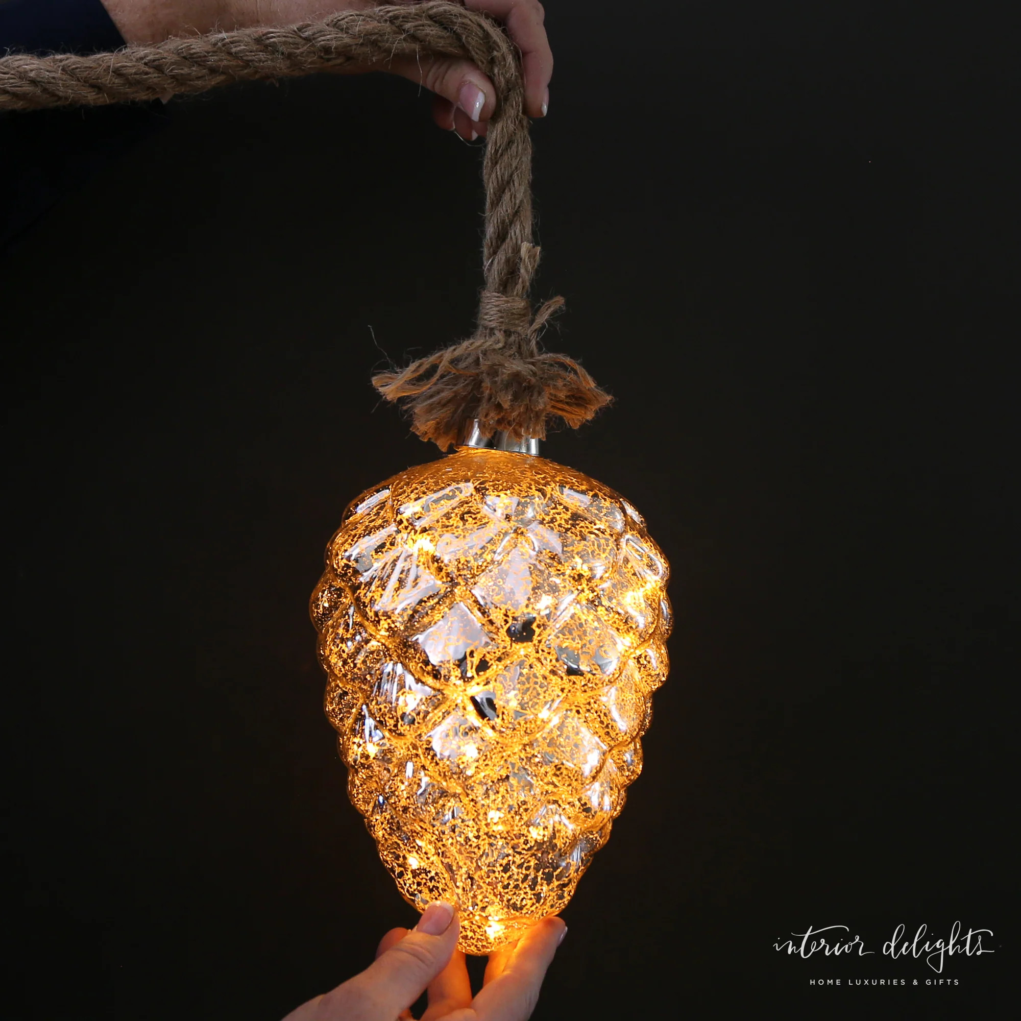 Pinecone: Luster Glass LED Ornament with remote | Interior Delights